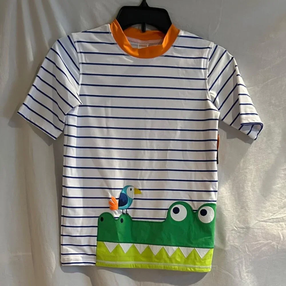 Gymboree Boys 12 Crocodile Short Sleeve Swim Rashguard Splish-Splash